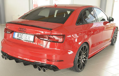 Audi A3 (8V) Rieger Heckeinsatz  für Sportendrohr li. u. re., (4x90mm ø), ABS, schwarz glänzend, für Fzg. mit S-Line Exterieur, 
inkl. Montagezubehör, Gutachten