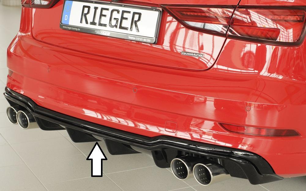 Audi A3 (8V) Rieger Heckeinsatz  für Sportendrohr li. u. re., (4x90mm ø), ABS, schwarz glänzend, für Fzg. mit S-Line Exterieur, 
inkl. Montagezubehör, Gutachten