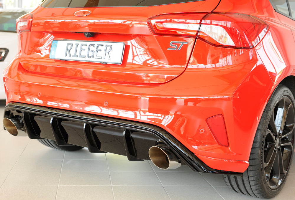Ford Focus 4 ST (DEH) Rieger Heckeinsatz (Typ: 88194) für Sportendrohr li. u. re., (115mm ø), ABS, schwarz glänzend, für F...