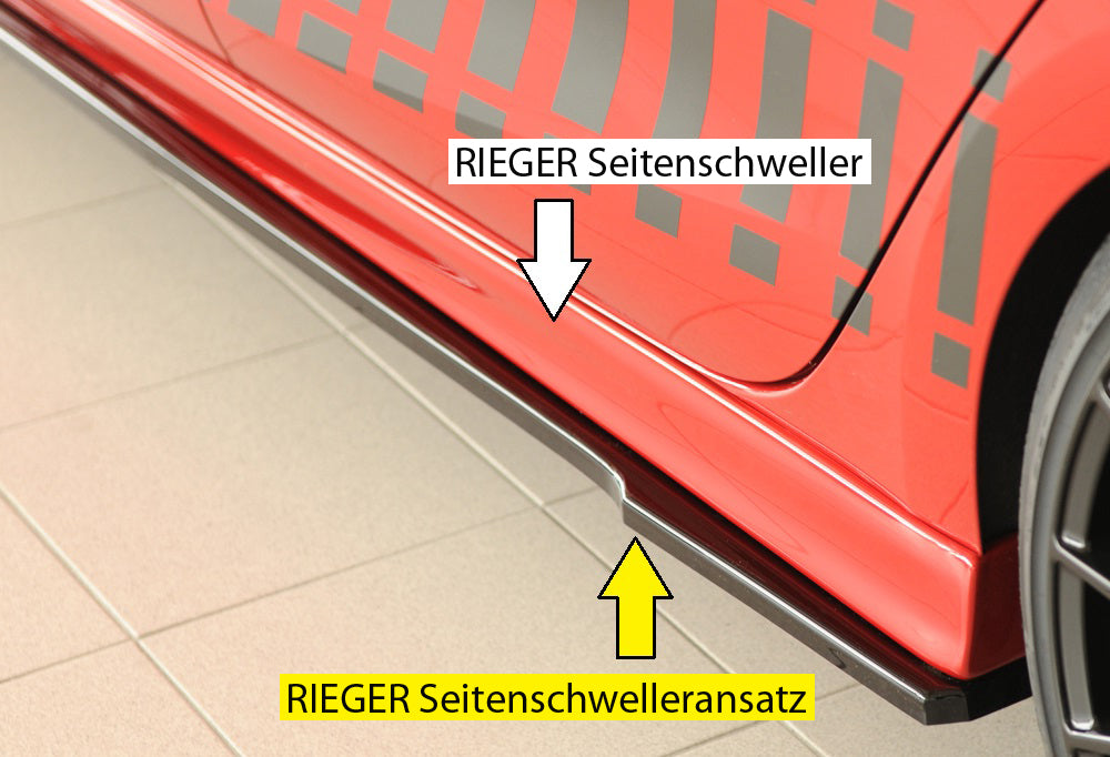 Seat Leon (KL) Rieger Seitenschwelleransatz links, für RIEGER-Seitenschweller, ABS, schwarz glänzend, 
inkl. Montagezubehö...