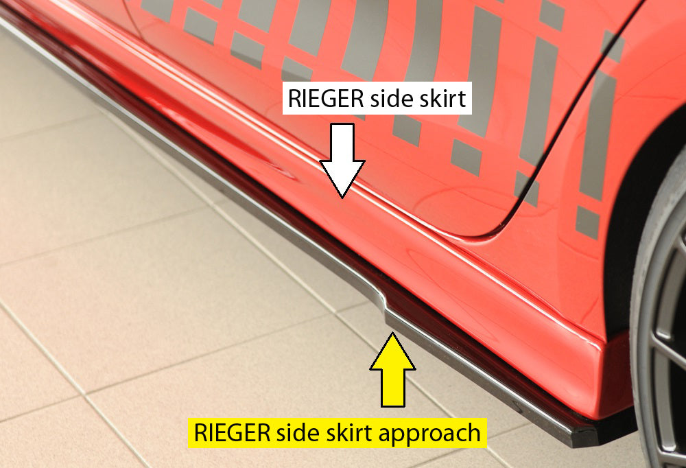 Seat Leon (KL) Rieger Seitenschwelleransatz links, für RIEGER-Seitenschweller, ABS, schwarz glänzend, 
inkl. Montagezubehö...