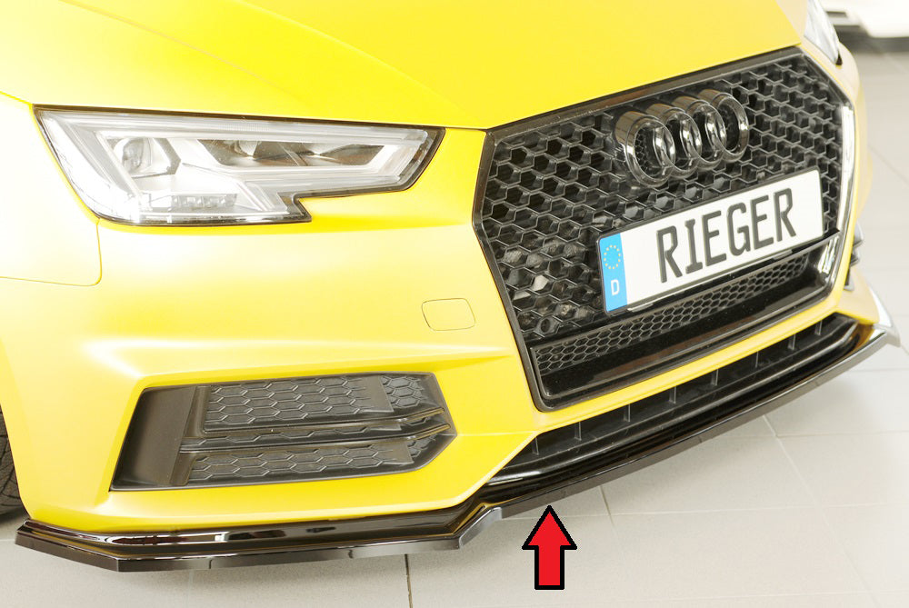 Audi A4 (B9/F4) Rieger Spoilerschwert für orig. Frontschürze, ABS, schwarz glänzend, für Fzg. mit S-Line Exterieur, 
inkl....
