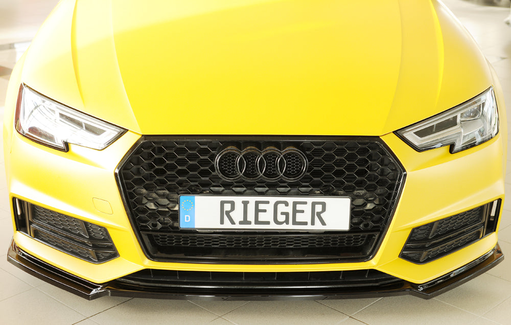 Audi A4 (B9/F4) Rieger Spoilerschwert für orig. Frontschürze, ABS, schwarz glänzend, für Fzg. mit S-Line Exterieur, 
inkl....
