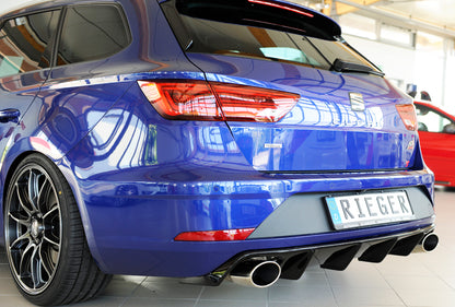 Seat Leon Cupra (5F) Rieger Heckeinsatz (wie 88137+AHK) für orig. Endrohr li. u. re., ABS, schwarz glänzend, für Fzg. mit ...