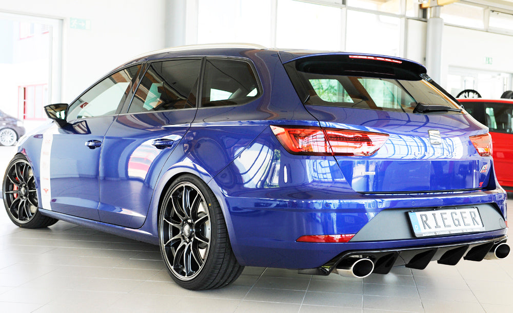 Seat Leon Cupra (5F) Rieger Heckeinsatz (wie 88137+AHK) für orig. Endrohr li. u. re., ABS, schwarz glänzend, für Fzg. mit ...