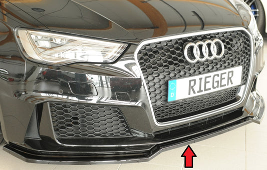 Audi RS3 (8V) Rieger Spoilerschwert für orig. Frontschürze, ABS, schwarz glänzend, 
inkl. Montagezubehör, ABE