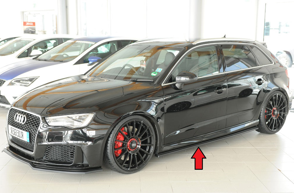 Audi RS3 (8V) Rieger Seitenschwelleransatz links, für orig. Seitenschweller, ABS, schwarz glänzend, 
inkl. Montagezubehör,...