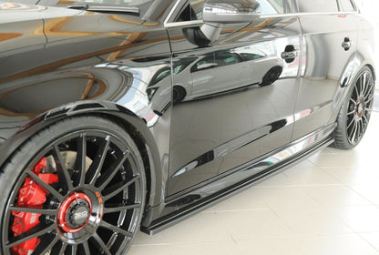Audi RS3 (8V) Rieger Seitenschwelleransatz links, für orig. Seitenschweller, ABS, schwarz glänzend, 
inkl. Montagezubehör,...