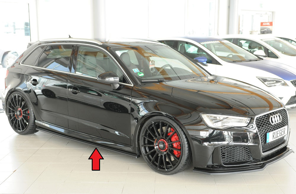 Audi RS3 (8V) Rieger Seitenschwelleransatz rechts, für orig. Seitenschweller, ABS, schwarz glänzend, 
inkl. Montagezubehör...