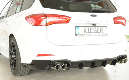 Ford Focus 4 (DEH) Rieger Heckeinsatz für Sportendrohre li. u. re., (4x80mm ø), ABS, schwarz glänzend, für Fzg. mit ST-Lin...