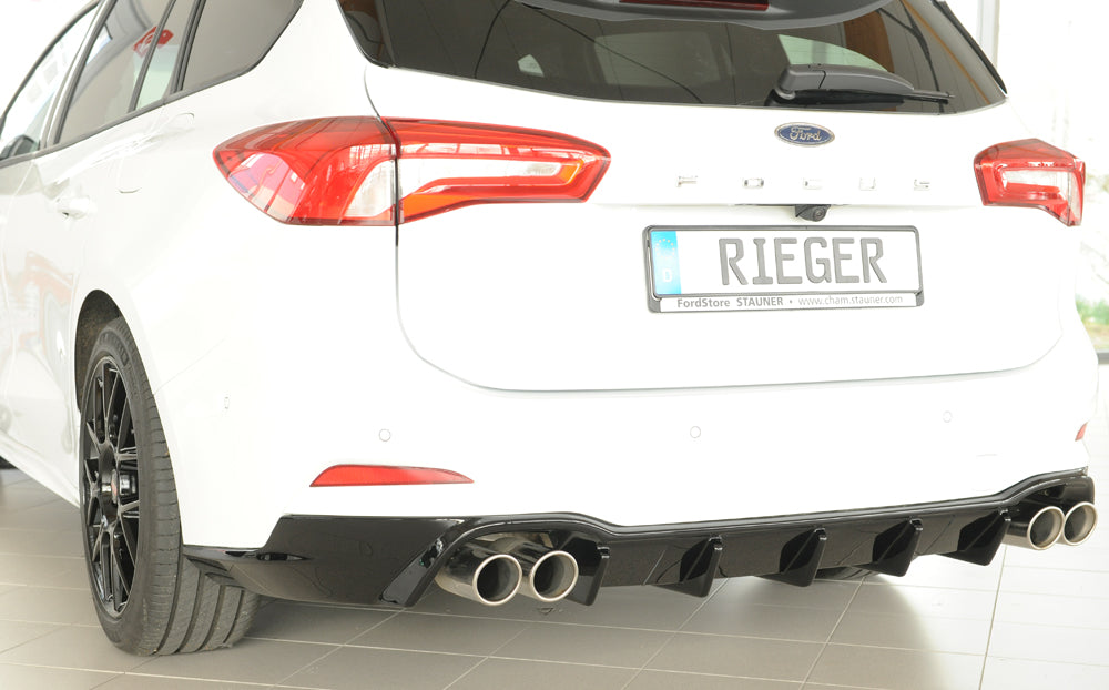 Ford Focus 4 ST (DEH) Rieger Heckeinsatz für Sportendrohre li. u. re., (4x80mm ø), ABS, schwarz glänzend, für Fzg. mit ST-...