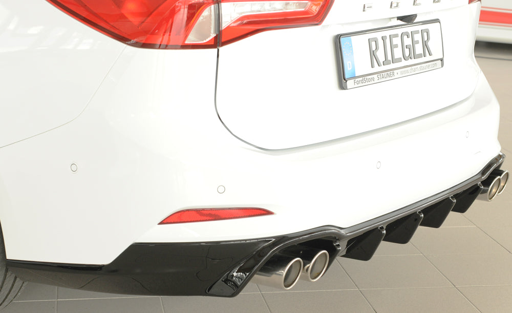 Ford Focus 4 ST (DEH) Rieger Heckeinsatz für Sportendrohre li. u. re., (4x80mm ø), ABS, schwarz glänzend, für Fzg. mit ST-...