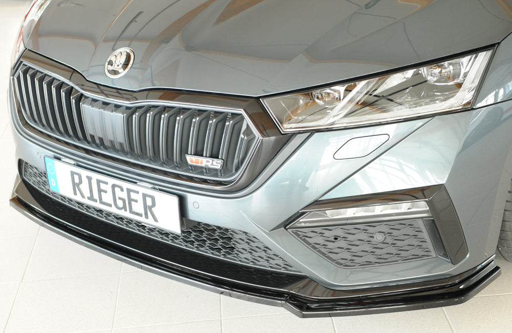 Skoda Octavia RS (NX) Rieger Spoilerschwert für orig. Frontschürze, ABS, schwarz glänzend, 
inkl. Montagezubehör, ABE