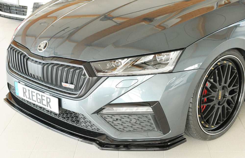 Skoda Octavia RS (NX) Rieger Spoilerschwert für orig. Frontschürze, ABS, schwarz glänzend, 
inkl. Montagezubehör, ABE