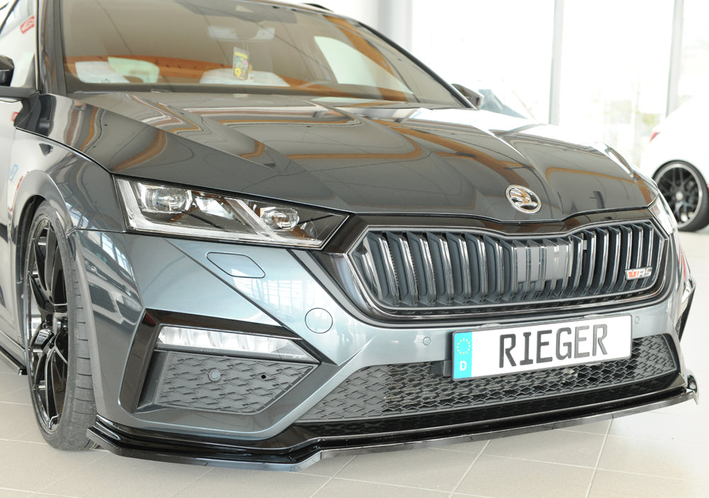 Skoda Octavia RS (NX) Rieger Spoilerschwert für orig. Frontschürze, ABS, schwarz glänzend, 
inkl. Montagezubehör, ABE