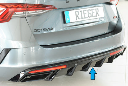 Skoda Octavia RS (NX) Rieger Heckeinsatz für orig. Endrohrblende li. u. re., ABS, schwarz glänzend, für Fzg. ohne Anhängek...