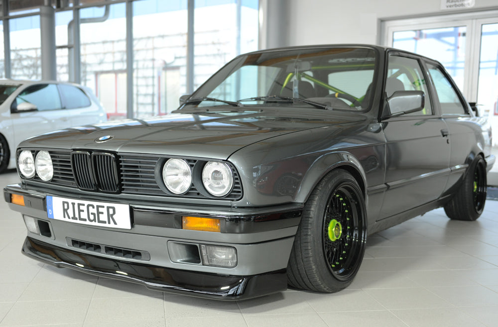 BMW 3er E30 Rieger Spoilerlippe (GBL-38011) ABS, schwarz glänzend, 
inkl. Gutachten, Montagezubehör