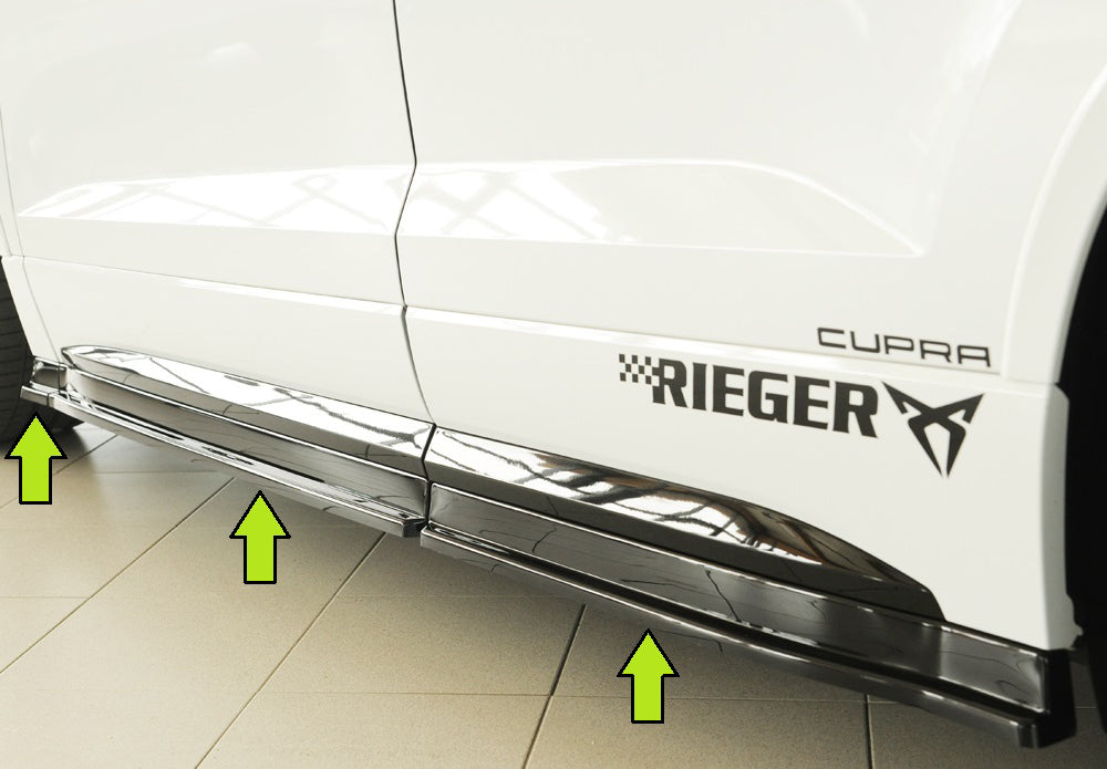 Seat Ateca FR (5FP) Rieger Seitenschwelleransatz (3-tlg.) rechts, 3-tlg., ABS, schwarz glänzend, 
inkl. Montagezubehör, Gu...