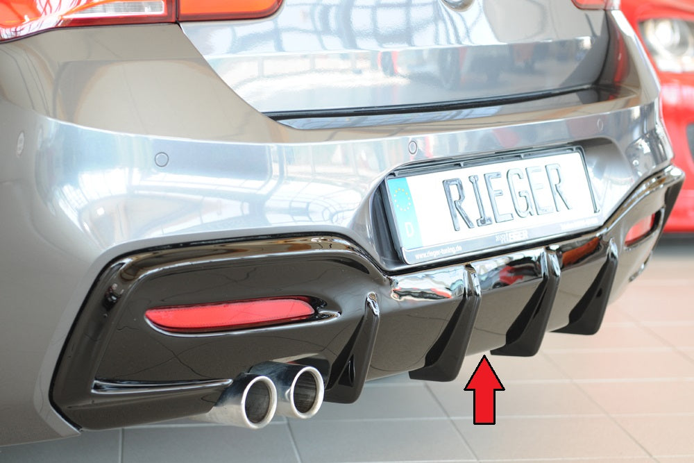 BMW 1er F21  (1K2) Rieger Heckeinsatz (Typ: 88171) für orig. Doppelendrohr li, ABS, schwarz glänzend, für Fzg. mit M-Techn...