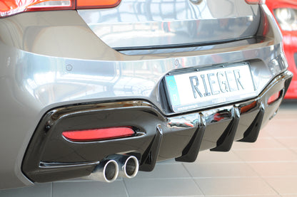 BMW 1er F21  (1K2) Rieger Heckeinsatz (Typ: 88171) für orig. Doppelendrohr li, ABS, schwarz glänzend, für Fzg. mit M-Techn...