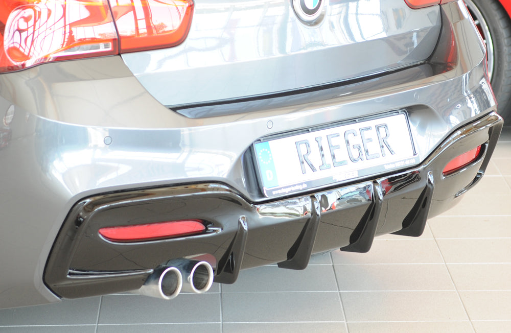 BMW 1er F21  (1K2) Rieger Heckeinsatz (Typ: 88171) für orig. Doppelendrohr li, ABS, schwarz glänzend, für Fzg. mit M-Techn...