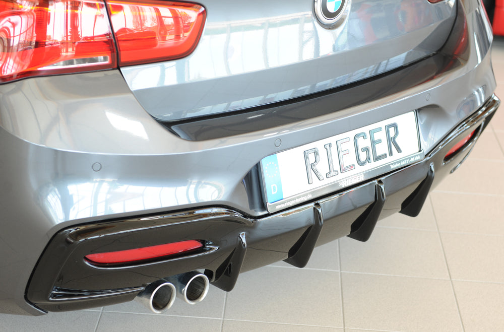 BMW 1er F20  (1K4) Rieger Heckeinsatz (Typ: 88171) für orig. Doppelendrohr li, ABS, schwarz glänzend, für Fzg. mit M-Techn...