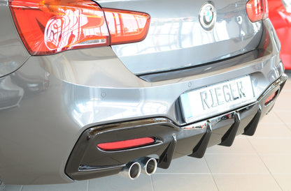 BMW 1er F21  (1K2) Rieger Heckeinsatz (Typ: 88171) für orig. Doppelendrohr li, ABS, schwarz glänzend, für Fzg. mit M-Techn...
