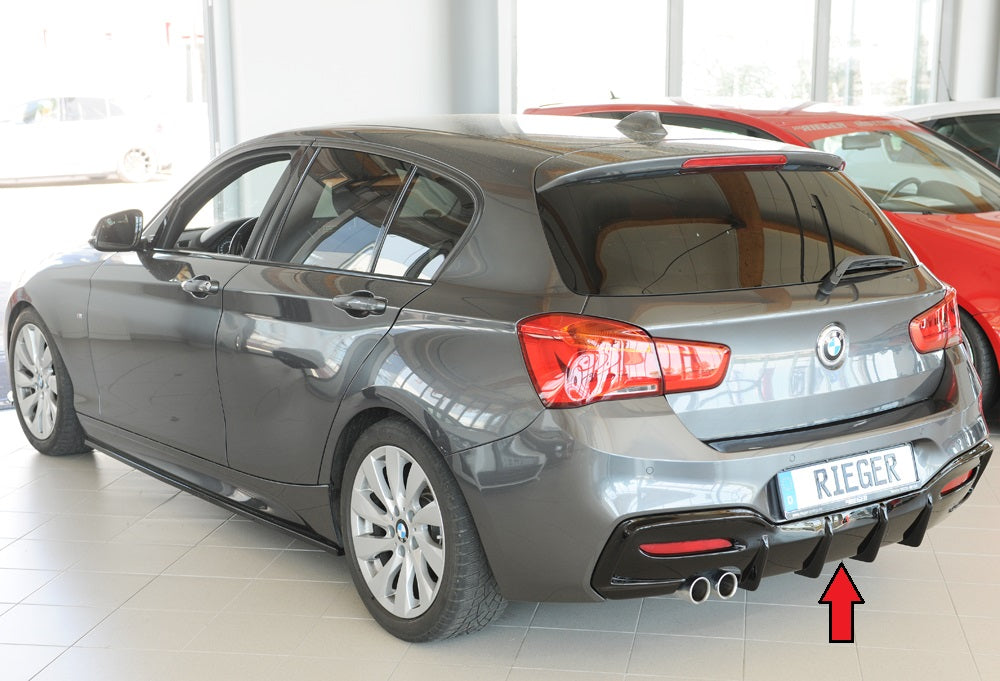 BMW 1er F21  (1K2) Rieger Heckeinsatz (Typ: 88171) für orig. Doppelendrohr li, ABS, schwarz glänzend, für Fzg. mit M-Techn...