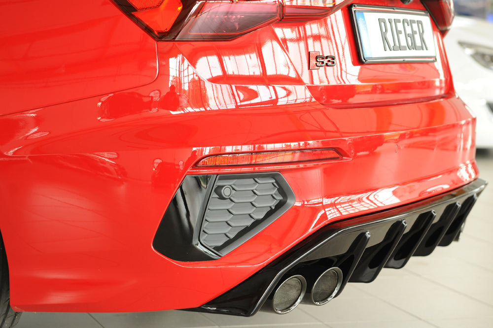 Audi A3 S3 (GY) Rieger Heckeinsatz für Doppelendrohr li. u. re., (4x100x81mm oval), ABS, schwarz glänzend, für Fzg. mit S-...
