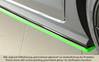 VW Polo (AW) GTI Rieger Seitenschwelleransatz links, für orig. Seitenschweller, ABS, schwarz glänzend, 
inkl. Montagezubeh...