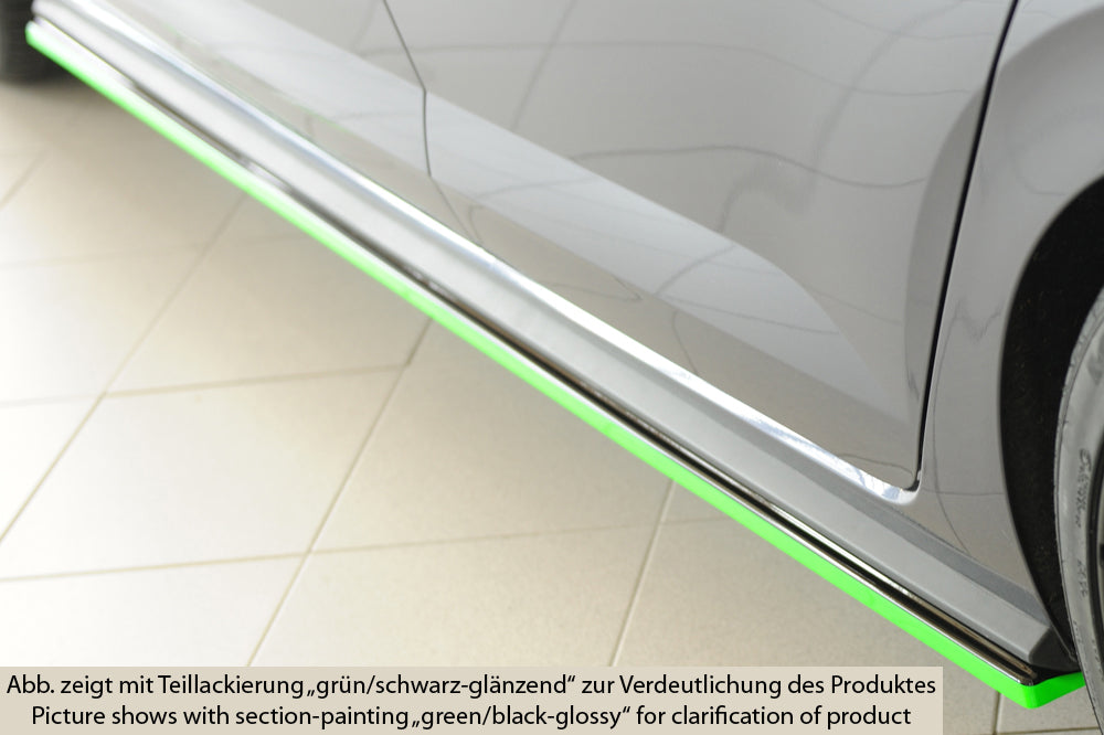 VW Polo (AW) R-Line Rieger Seitenschwelleransatz links, für orig. Seitenschweller, ABS, schwarz glänzend, 
inkl. Montagezu...