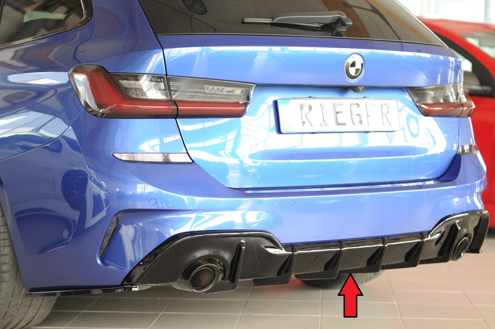 BMW 3er G20  (G3L) Rieger Heckeinsatz für orig. Endrohr li. u. re., (90mm ø), ABS, schwarz glänzend, für Fzg. mit M-Sport-...