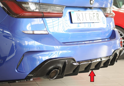 BMW 3er G21  (G3K) Rieger Heckeinsatz für orig. Endrohr li. u. re., (90mm ø), ABS, schwarz glänzend, für Fzg. mit M-Sport-...