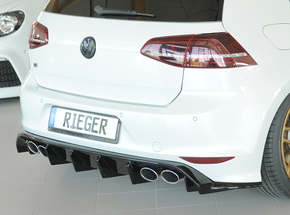 VW Golf 7 R-Line Rieger Heckeinsatz für Doppelendrohr li. u. re., (115x70mm oval), (115x85mm oval), ABS, schwarz glänzend,...