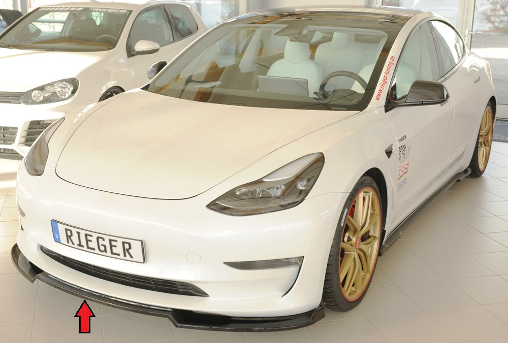 Tesla Model 3  (003) Rieger Spoilerschwert für orig. Frontschürze, ABS, schwarz glänzend, 
inkl. Montagezubehör, ABE