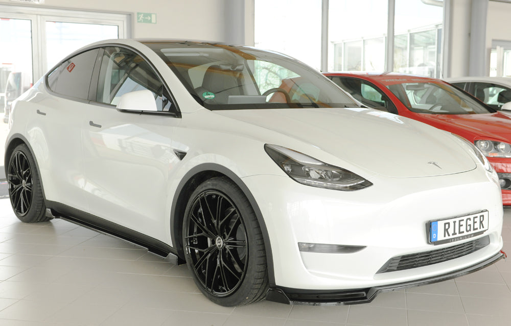 Tesla Model Y  (003) Rieger Spoilerschwert für orig. Frontschürze, ABS, schwarz glänzend, 
inkl. Montagezubehör, ABE