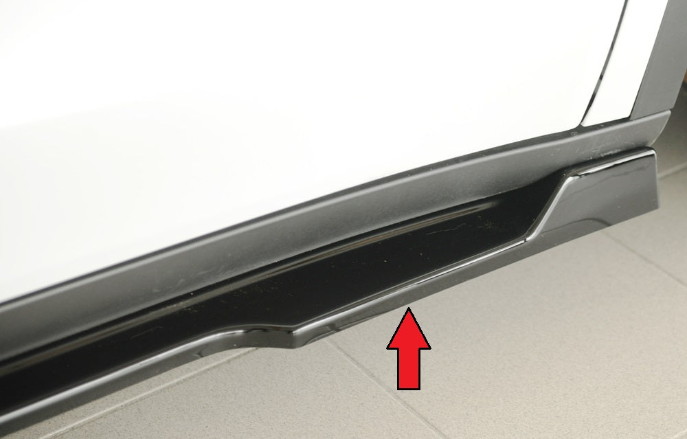 Tesla Model Y  (003) Rieger Seitenschwelleransatz rechts, für orig. Seitenschweller, ABS, schwarz glänzend, 
inkl. Montage...