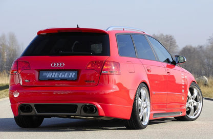 Audi A4 (8E) Typ B7 Rieger Heckschürzenansatz  für Doppelendrohr li. u. re., ABS, Carbon-Look, für Fzg. mit S-Line Exterieur und ohne S-Line Exterieur, 
inkl. Alugitter, Gutachten, Montagezubehör