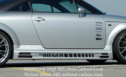 Audi TT (8N) Rieger Seitenschweller  rechts, mit Schacht und 2 Ausschnitten, ABS, Carbon-Look, 
inkl. Alugitter, Gutachten, Montagezubehör