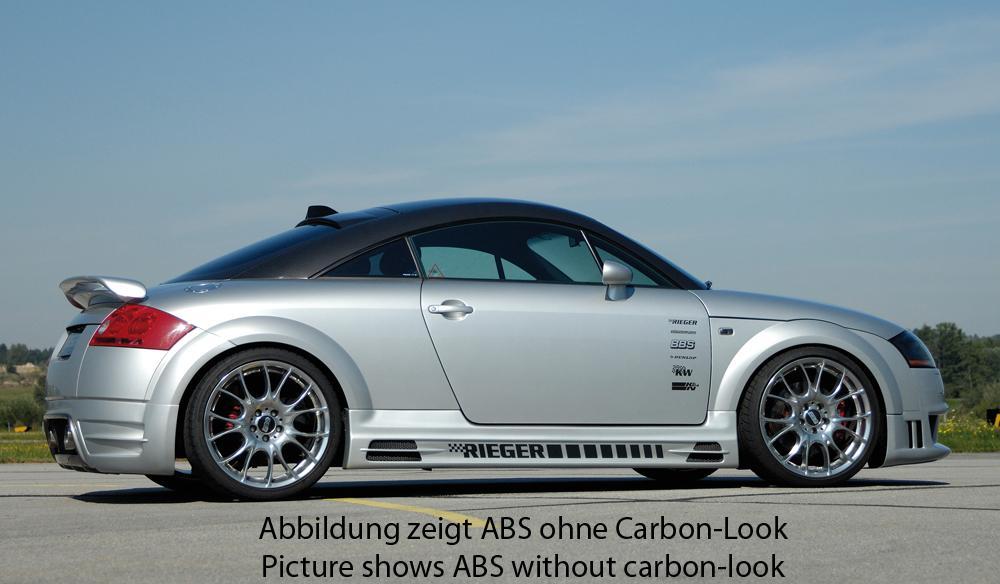 Audi TT (8N) Rieger Seitenschweller  rechts, mit Schacht und 2 Ausschnitten, ABS, Carbon-Look, 
inkl. Alugitter, Gutachten, Montagezubehör