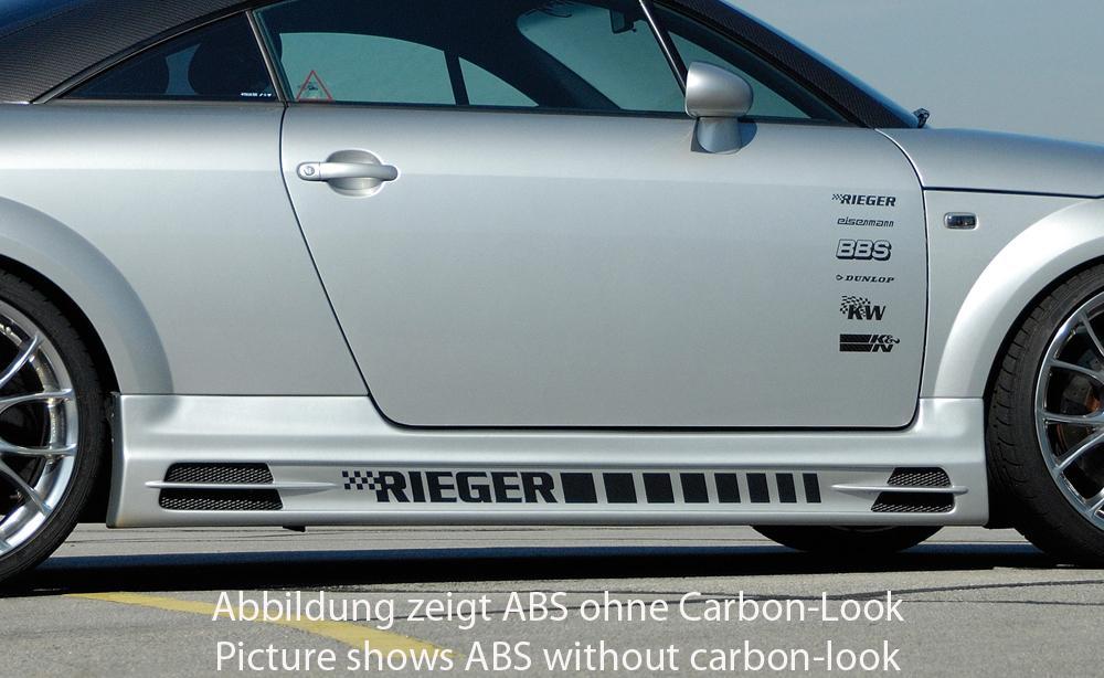 Audi TT (8N) Rieger Seitenschweller  links, mit Schacht und 2 Ausschnitten, ABS, Carbon-Look, 
inkl. Alugitter, Gutachten, Montagezubehör