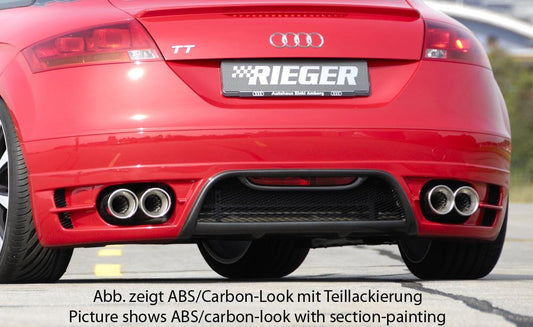 Audi TT (8J) Rieger Heckansatz  für Doppelendrohr li. u. re., ABS, Carbon-Look, für Fzg. ohne S-Line Exterieur, 
inkl. Alugitter, Gutachten, Montagezubehör