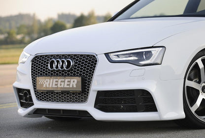 Audi A5 (B8/B81) Rieger Spoilerschwert für Spoilerstoßstange 55460/61/62/63 mittig, für Spoilerstoßstange, ABS, Carbon-Look, für Fzg. mit S-Line Exterieur und ohne S-Line Exterieur, 
inkl. Montagezubehör, ABE