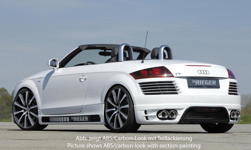 Audi TT (8J) Rieger Heckschürze    für Doppelendrohr li. u. re., ABS, Carbon-Look, für Fzg. mit Einparkhilfe (PDC), S-Line Exterieur und ohne S-Line Exterieur, 
inkl. Alugitter, Montagezubehör