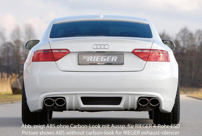 Audi A5 (B8/B81) Rieger Heckschürzenansatz  für orig. Endrohr li. u. re., ABS, Carbon-Look, für Fzg. ohne S-Line Exterieur, 
inkl. Alugitter, Montagezubehör, Gutachten