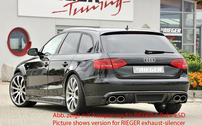 Audi A4 (B8/B81) Rieger Heckschürzenansatz  für orig. Endrohr li. u. re., ABS, Carbon-Look, für Fzg. ohne S-Line Exterieur, 
inkl. Alugitter, Montagezubehör, Gutachten