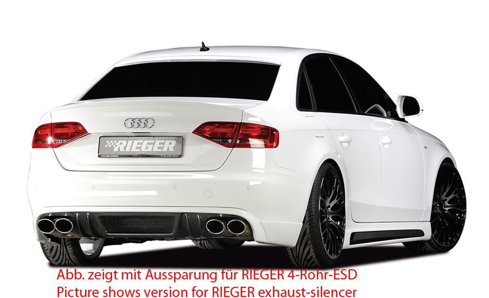 Audi A4 (B8/B81) Rieger Heckschürzenansatz  für orig. Endrohr li. u. re., ABS, Carbon-Look, für Fzg. ohne S-Line Exterieur, 
inkl. Alugitter, Montagezubehör, Gutachten