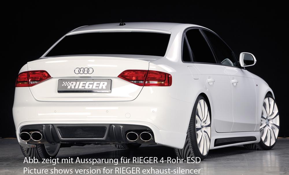 Audi A4 (B8/B81) Rieger Heckschürzenansatz  für Endrohr li. u. re., ABS, Carbon-Look, für Fzg. mit S-Line Exterieur, 
inkl. Alugitter, Montagezubehör, Gutachten