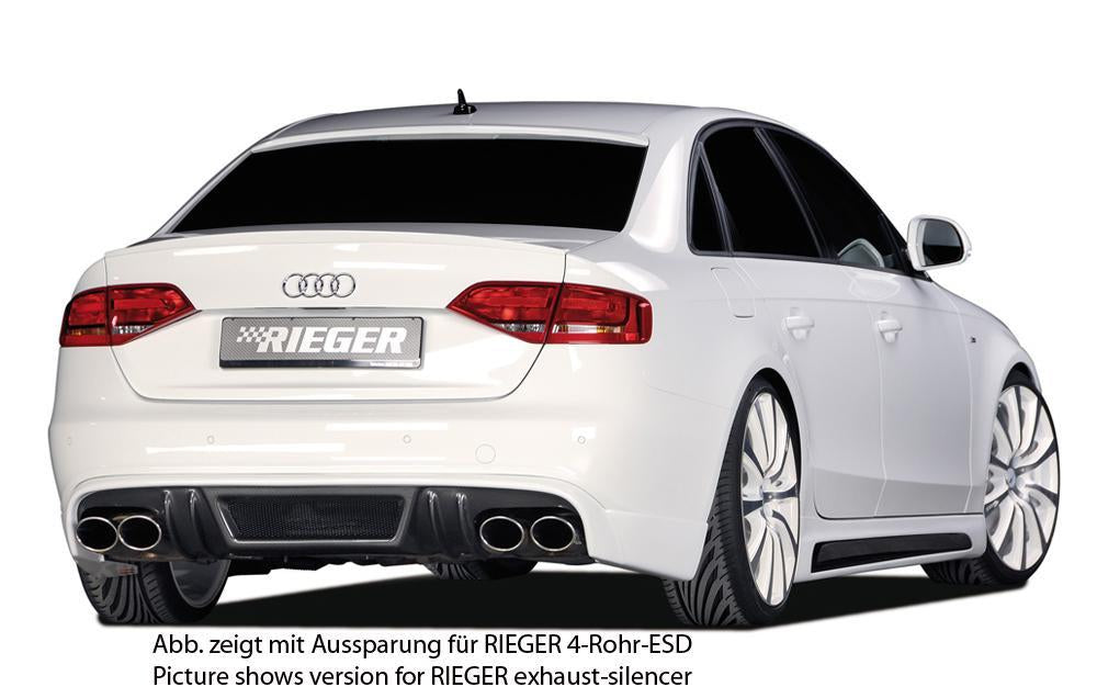 Audi A4 (B8/B81) Rieger Heckschürzenansatz  für Endrohr li. u. re., ABS, Carbon-Look, für Fzg. mit S-Line Exterieur, 
inkl. Alugitter, Montagezubehör, Gutachten