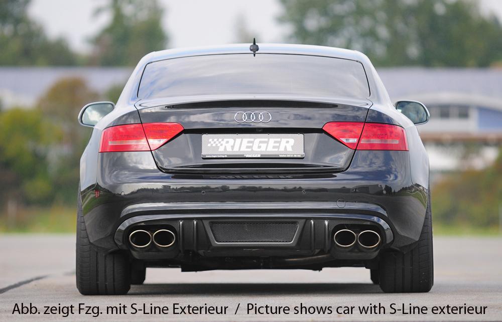 Audi A5 (B8/B81) Rieger Heckeinsatz  für Doppelendrohr li. u. re., (4x115x85mm oval), ABS, Carbon-Look, für Fzg. ohne S-Line Exterieur, 
inkl. Montagezubehör, Alugitter, Gutachten